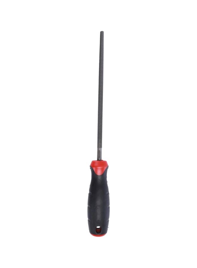 GEEPAS 8 Inch Round File | With High-quality steel |Cut Mill File | Ergonomic Grip, Rubber Handle, Finder Hand File for Debarring and Removing Material Ideal for Wood, Metal, Plastic Silver/Black/Red 8inch  - Image 1