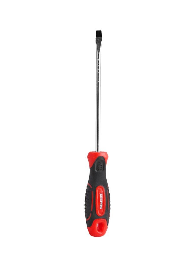 GEEPAS Precision Screwdriver - Slotted Screwdriver with Soft Grip Rubber Insulated Ergonomic Handle - CR-V Build, Magnetic Tip and Hanging Hole for Easy Carry - Bicolored - (SL 6.5x250mm) Silver/Black/Red  - Image 1