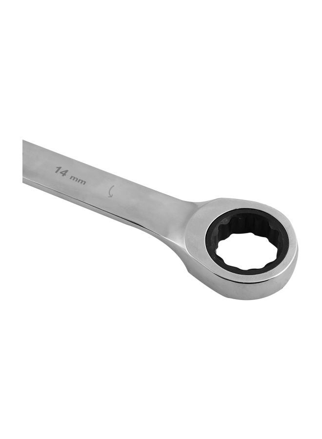 GEEPAS 14mm Gear Wrench with Plastic Hanger - Part Ring/Open-Ended Spanner with Ratchet Function | CRV, Mirror Finish | Ideal for Mechanic, Plumbers, Carpenter, DIYers and More Silver 14mm - Image 3