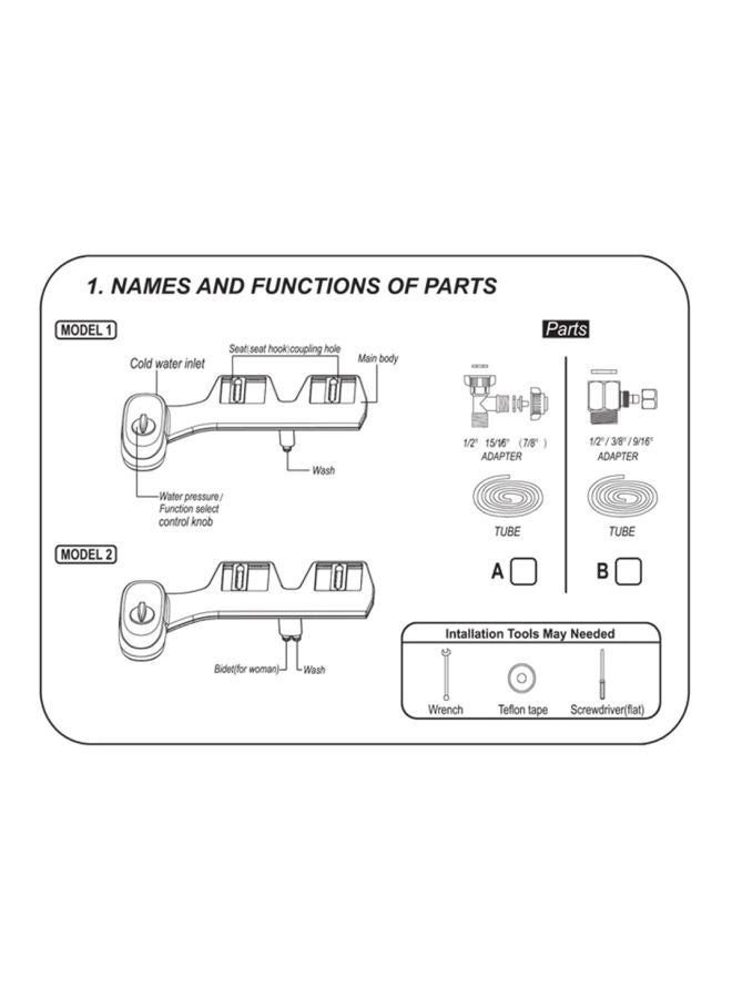 Adjustable Single Nozzle Toilet Bidet White - Image 3