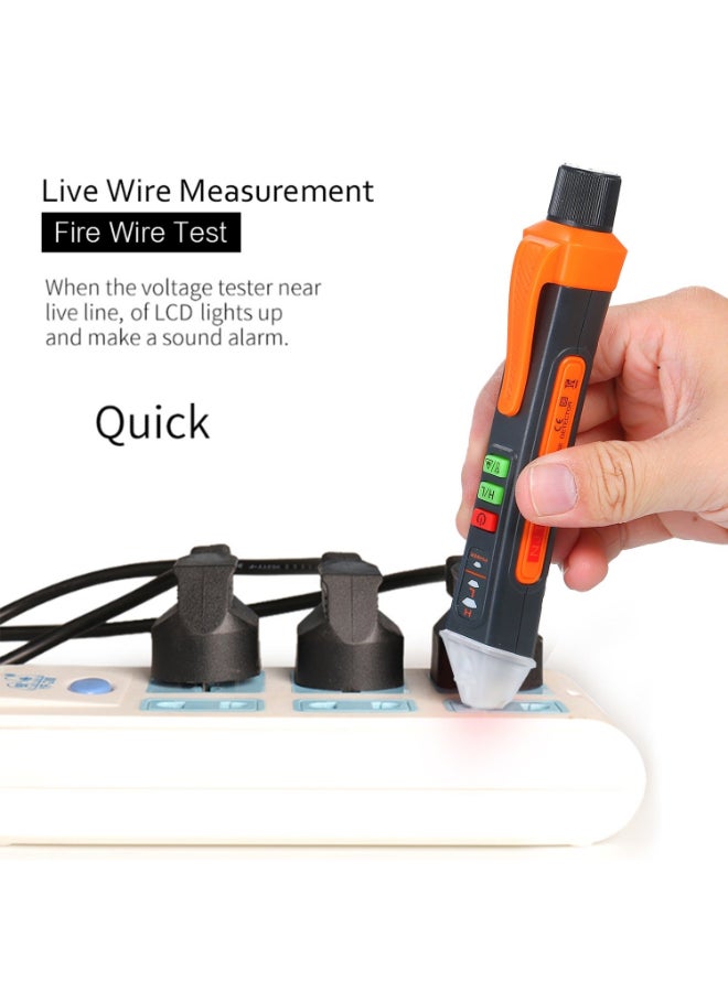 Portable Non-Contact AC Voltage Tester Pen Black/Orange 16.7cm - Image 3