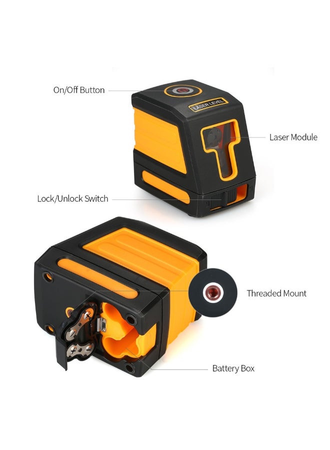 Self-Leveling 2 Line Laser Level Yellow/Black 3.5 x 2.3 x 3.3inch - Image 2