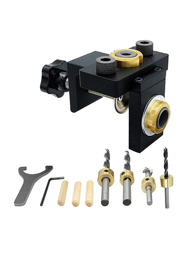 Doweling Jig Pocket Connecting Hole Puncher Carpentry Tools Black/Gold/Silver 26 x 6.5cm  - Image 1