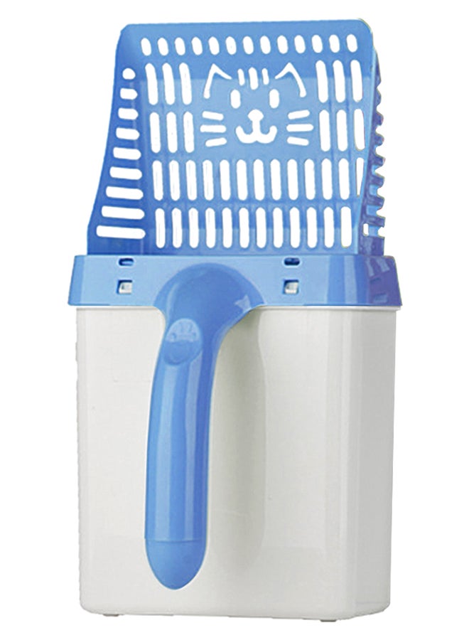 Shovel Hollow Neater Litter Scoop Tool With Built-In Waste Bag Blue/White 31 x 16cm