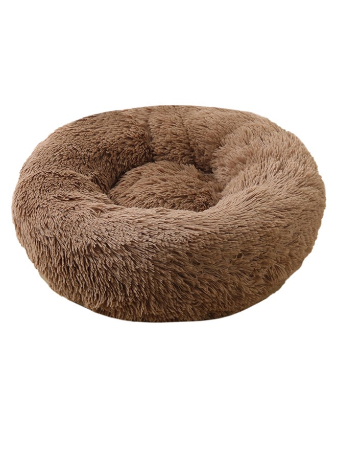 Blusea Donut Style Soft Plush Pet Bed Brown 70 x 70cm - Image 1