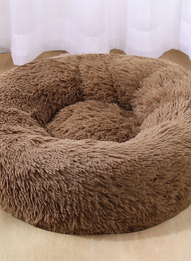 Blusea Donut Style Soft Plush Pet Bed Brown 70 x 70cm - Image 2