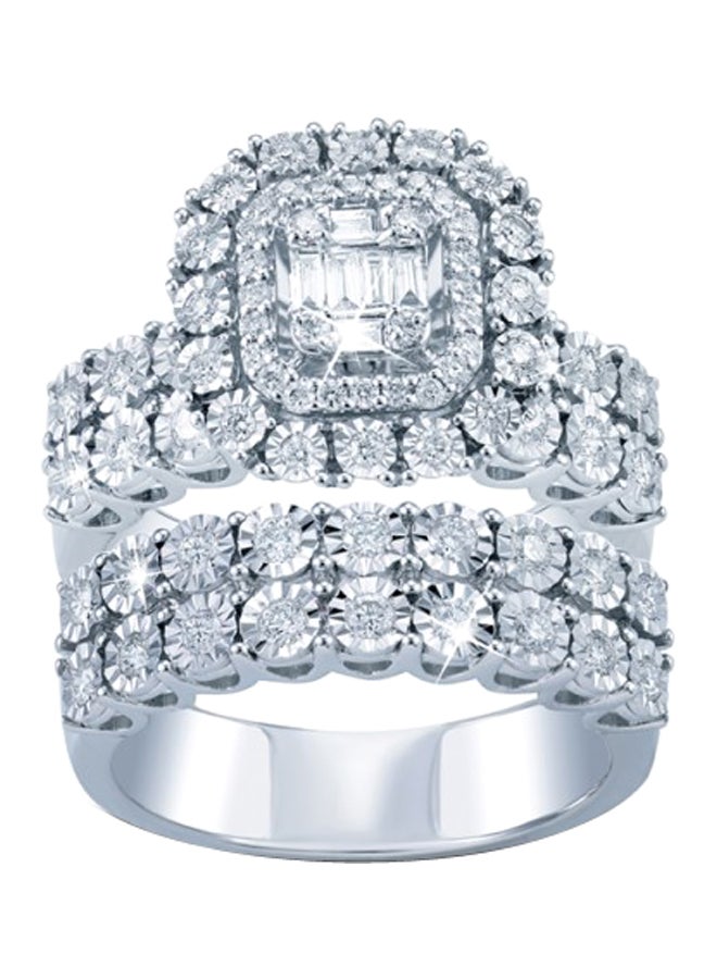 0.89 Ct Diamond Emerald Cut Touch Band Ring Set  - Image 1