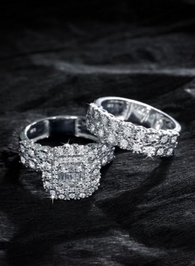 0.89 Ct Diamond Emerald Cut Touch Band Ring Set  - Image 2