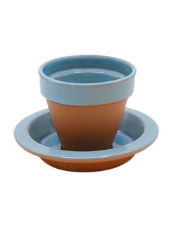 Ceramic Tea Cup With Saucer Blue/Brown - v1593062749/N38541643A_1