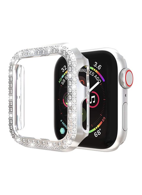 Super Luxurious Bling Crystal Protective Case Cover For Apple Watch Series 4/5 44mm Silver