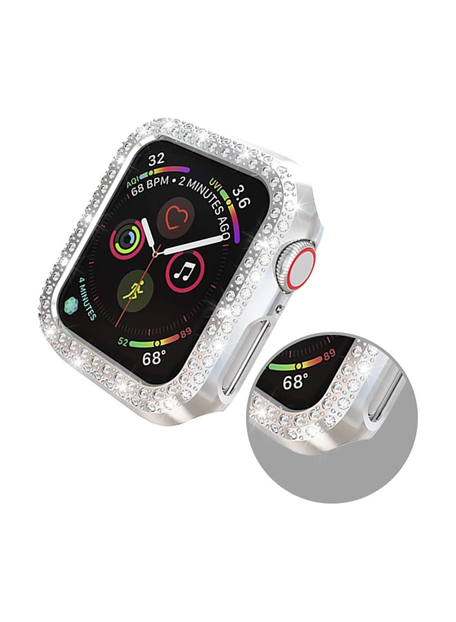 Foxcon Super Luxurious Bling Crystal Protective Case Cover For Apple Watch Series 4/5 44mm Silver  - Image 5