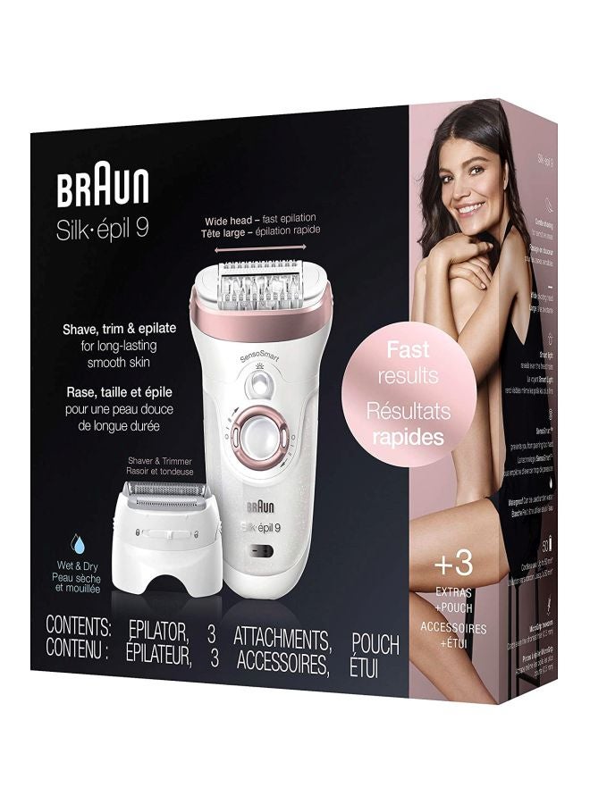 BRAUN - Silk-Epil 9-720 Wet & Dry Epilator White/Rose Gold 7.1 x 2.6 x 7.8inch - Image 1