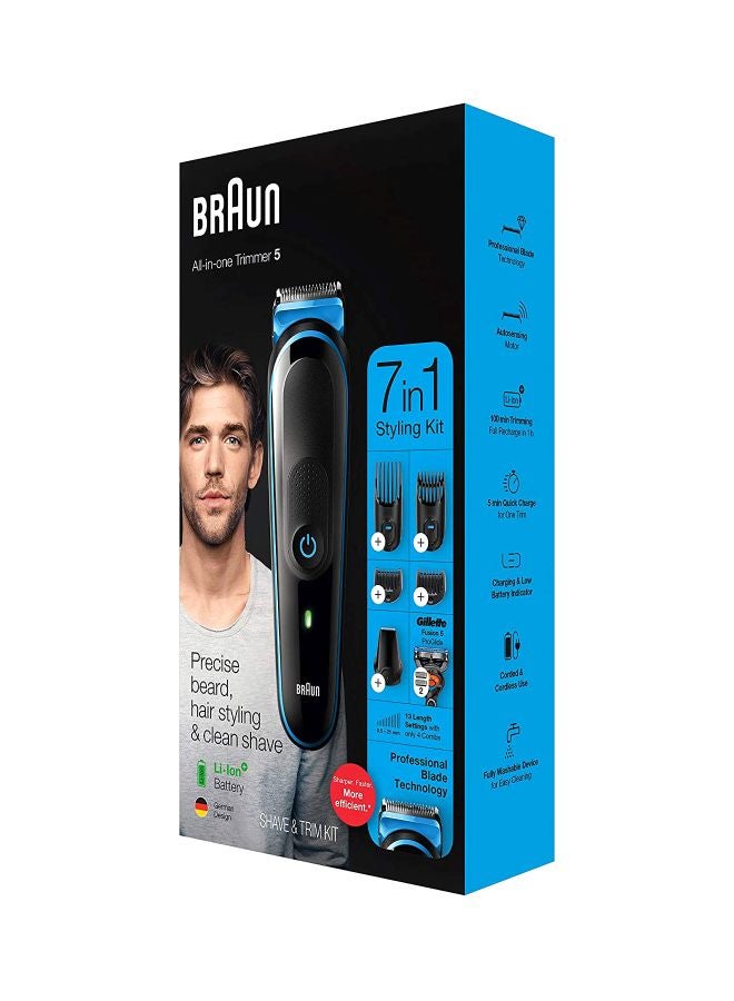 BRAUN - 7-In-1 MGK5245 Trimmer Multigroom Hair And Beard Grooming Black/Blue - Image 1
