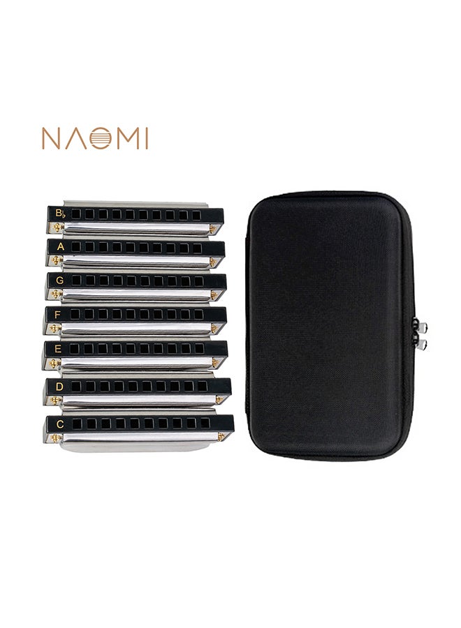 Naomi 7-Piece Harmonicas With Padded Carrying Pouch  - Image 1