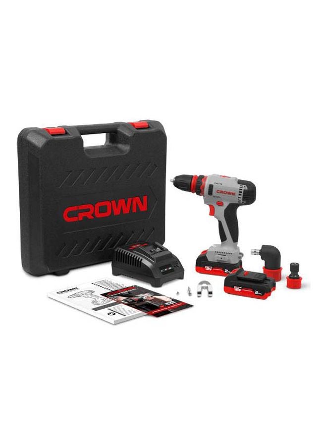 Crown CT21081HQ-2 BMC Rechargeable Cordless Drill Machine Grey/Black/Red Grey/Black/Red - Image 2