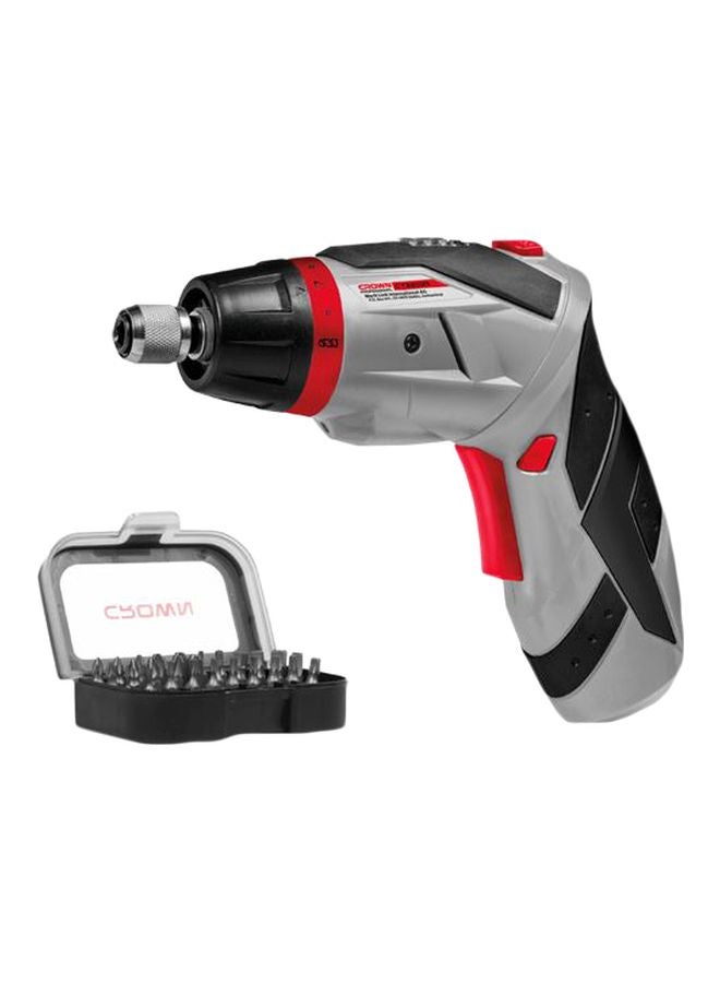 Crown - CT22025 Cordless Electric Screwdriver Grey/Black/Red Grey/Black/Red - Image 1