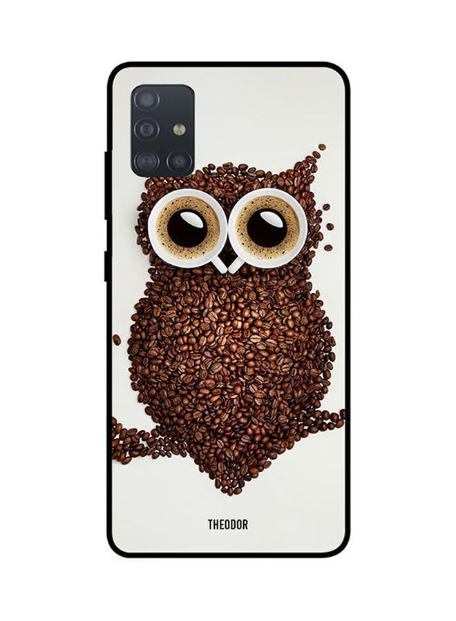 غطاء حماية واقي لهاتف سامسونج جالاكسي A71 بطبعة بومة بلون بني