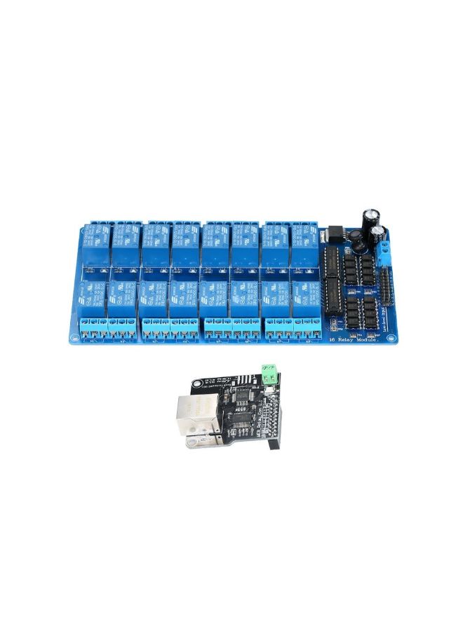 Ethernet Control Module For Arduino iOS Raspberry Pi 16 CHs Relay E5249 Blue/Black