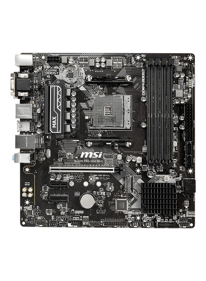 MSI B450M Pro-VDH Max Motherboard 9.6x9.6inch Black/Silver/Grey  - Image 1