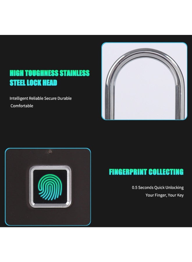 Smart Anti Theft Fingerprint Padlock Black 10cm  - Image 2