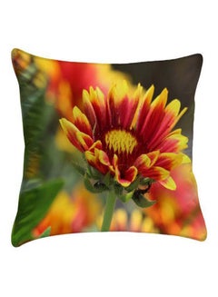 Spring Bloom Flower Printed Pillow Cover polyester Red/Yellow/Green 40 x 40cm