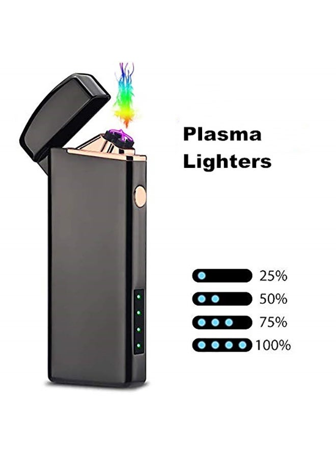 ماركة غير محددة ولاعة آرك مزدوج كهربائية بمنفذ USB أسود مطفأ/ ذهبي وردي  - Image 2