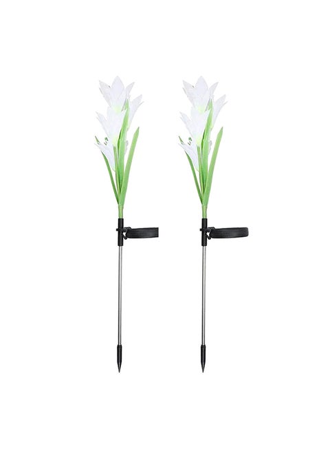 2-Piece Solar Power Simulation Lily Flower Garden LED Light Set Multicolour
