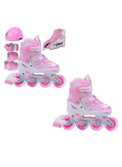 Adjustable LED Wheels Inline Rollerskates With Protective Gears And Case 40cm