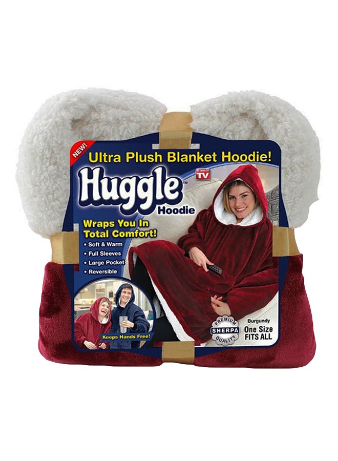 Generic - Huggle Hoodie Ultra Plush Blanket Fabric Red/White One Size centimeter - Image 1