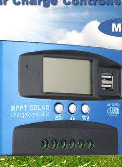 ماركة غير محددة جهاز تحكم يعمل بالطاقة الشمسية مزود بشاشة LCD ومنفذي USB أسود/أزرق  - Image 2