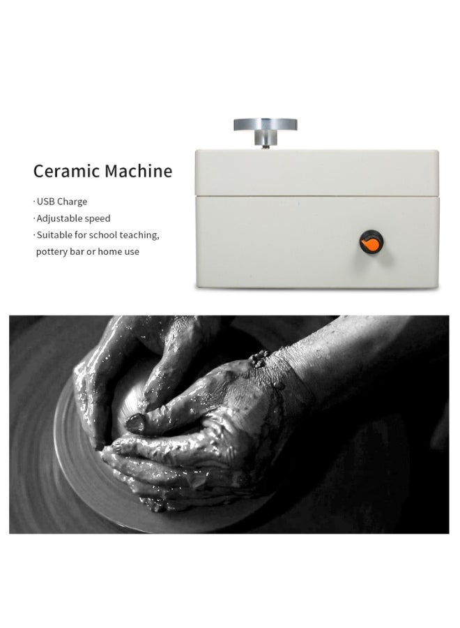 Mini USB Ceramic Pottery Wheel Machine White 4.5 x 0.7cm  - Image 2