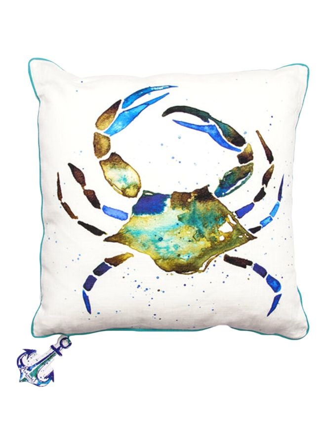 Biggdesign Anemoss Crab Printed Throw Pillow White/Green/Blue 40x40cm  - Image 1