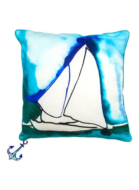 Anemoss Sail Printed Throw Pillow White/Green/Blue 40x40cm