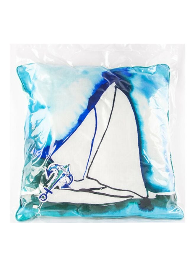 Anemoss Sail Printed Throw Pillow White/Green/Blue 40x40cm