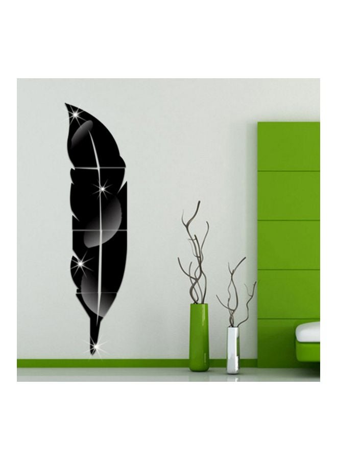 ملصق جداري عاكس من الأكريليك بتصميم ريشة أسود 18x73سم - Image 1