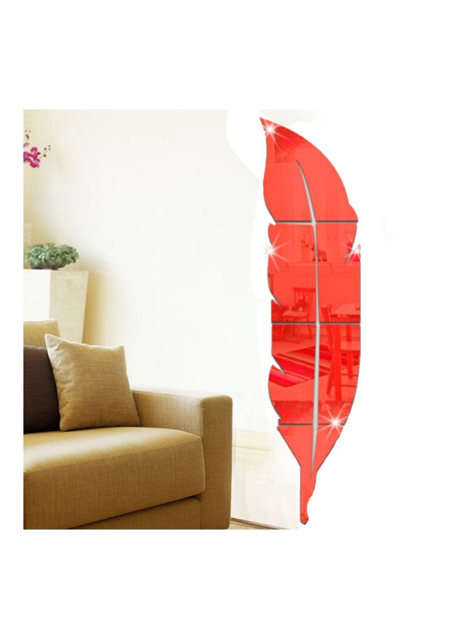 طقم ملصق جداري مصنوع من مادة الأكريليك مع سطح عاكس بتصميم ريشة مكون من 6 قطع أحمر 18x73سم - Image 2
