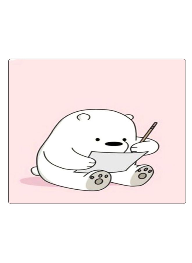 بي بي لوحة ماوس ألعاب بتصميم مضادة للانزلاق وبنمط مطبوع أبيض/وردي/رمادي - Image 1