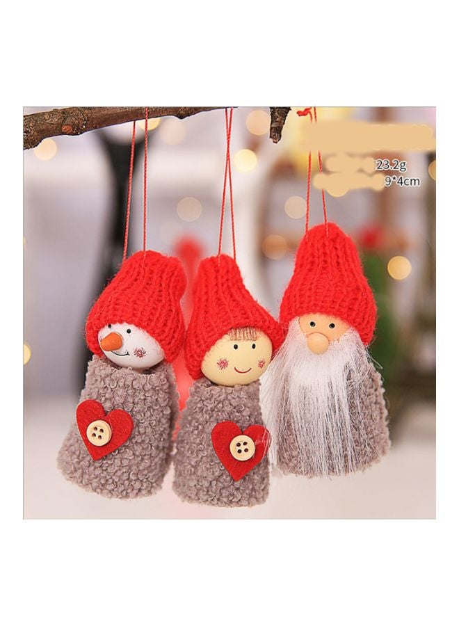 3-Piece Tree Hanging Ornament Red/Grey/White 9x4centimeter - Image 1