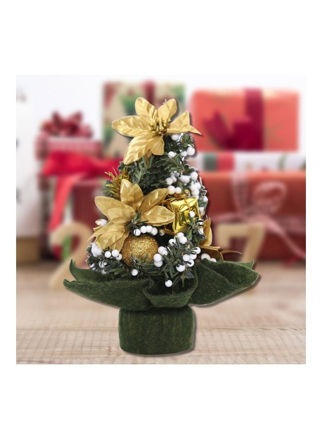 شجرة كريسماس صناعية للزينة أخضر / ذهبي / أبيض 20x18سم - Image 1