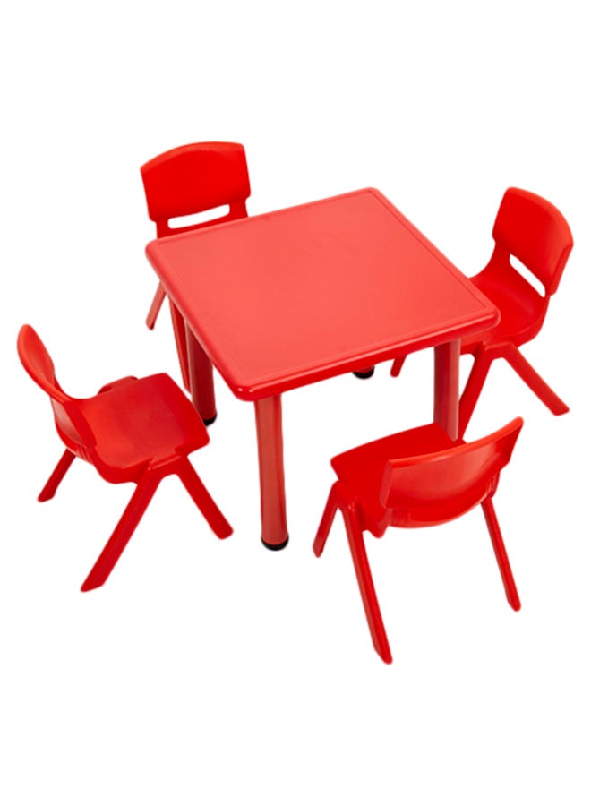 XIANGYU 5-Piece Folding Table And Chair Set Red  - Image 1