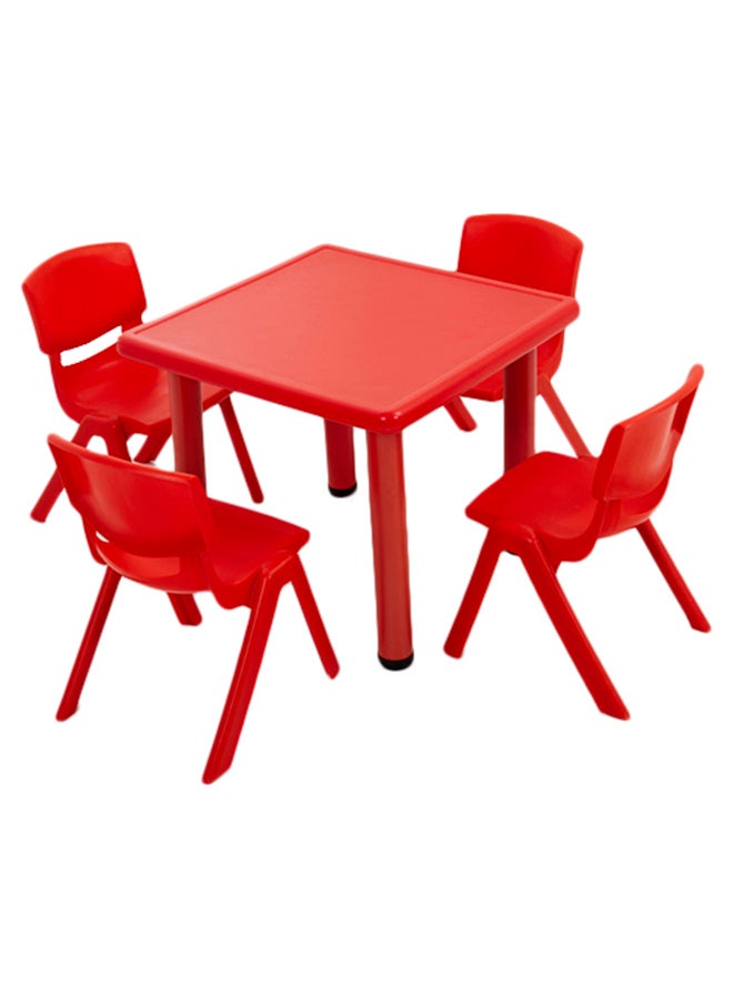 XIANGYU 5-Piece Folding Table And Chair Set Red  - Image 2