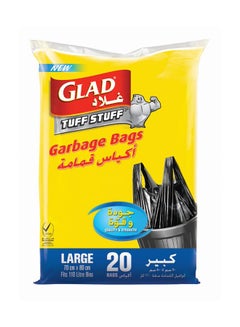 Glad Tuff Stuff Garbage Bag Large Black Handle Tie 110L 20 Bags  - Image 1