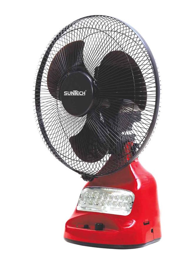 SUNTECH Rechargeable Emergency Fan With Light CHISUNREF&L2116 Black/Red/Clear 