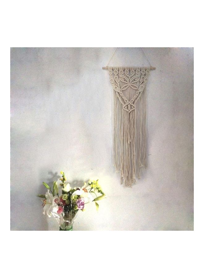Bohemian Knitted Handmade Cotton Wall Crochet White 136x32cm - Image 4