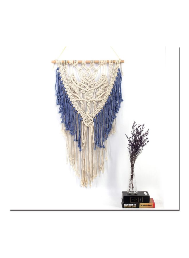Bohemian Design Cotton Tassel Wall Hanging Beige/Blue 117x50cm  - Image 2