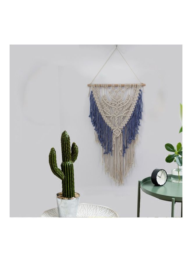 Bohemian Design Cotton Tassel Wall Hanging Beige/Blue 117x50cm  - Image 3