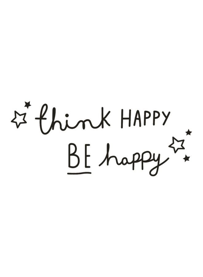 "ملصق جداري بطبعة عبارة "Think Happy Be Happy" أسود 60x25سم - Image 1