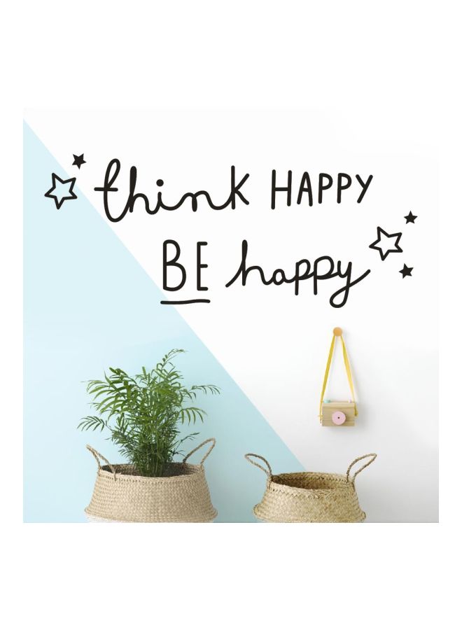 "ملصق جداري بطبعة عبارة "Think Happy Be Happy" أسود 60x25سم - Image 2