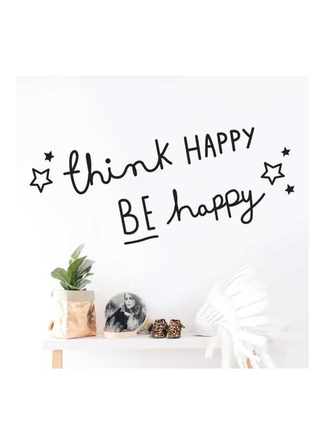 "ملصق جداري بطبعة عبارة "Think Happy Be Happy" أسود 60x25سم - Image 3