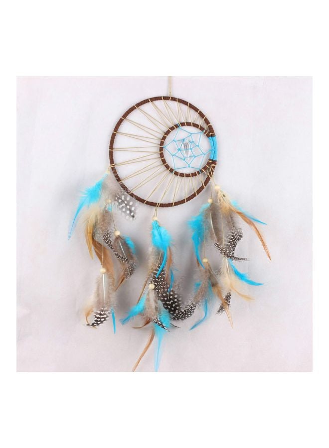 Decorative Hand Woven Dream Catcher Brown/Blue/Grey 50cm - Image 1